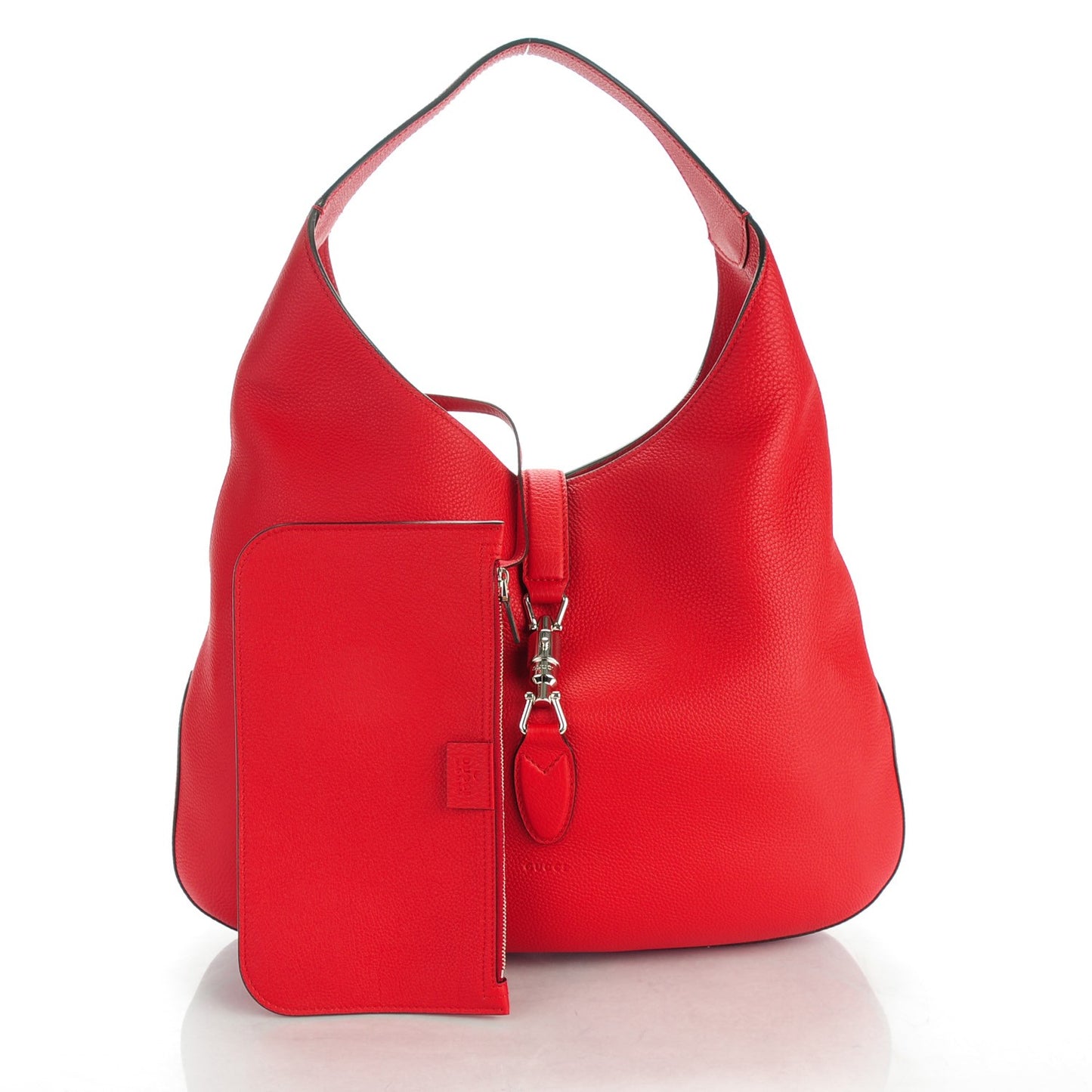 Soft Grained Calfskin Large Jackie Hobo Hibiscus Red
