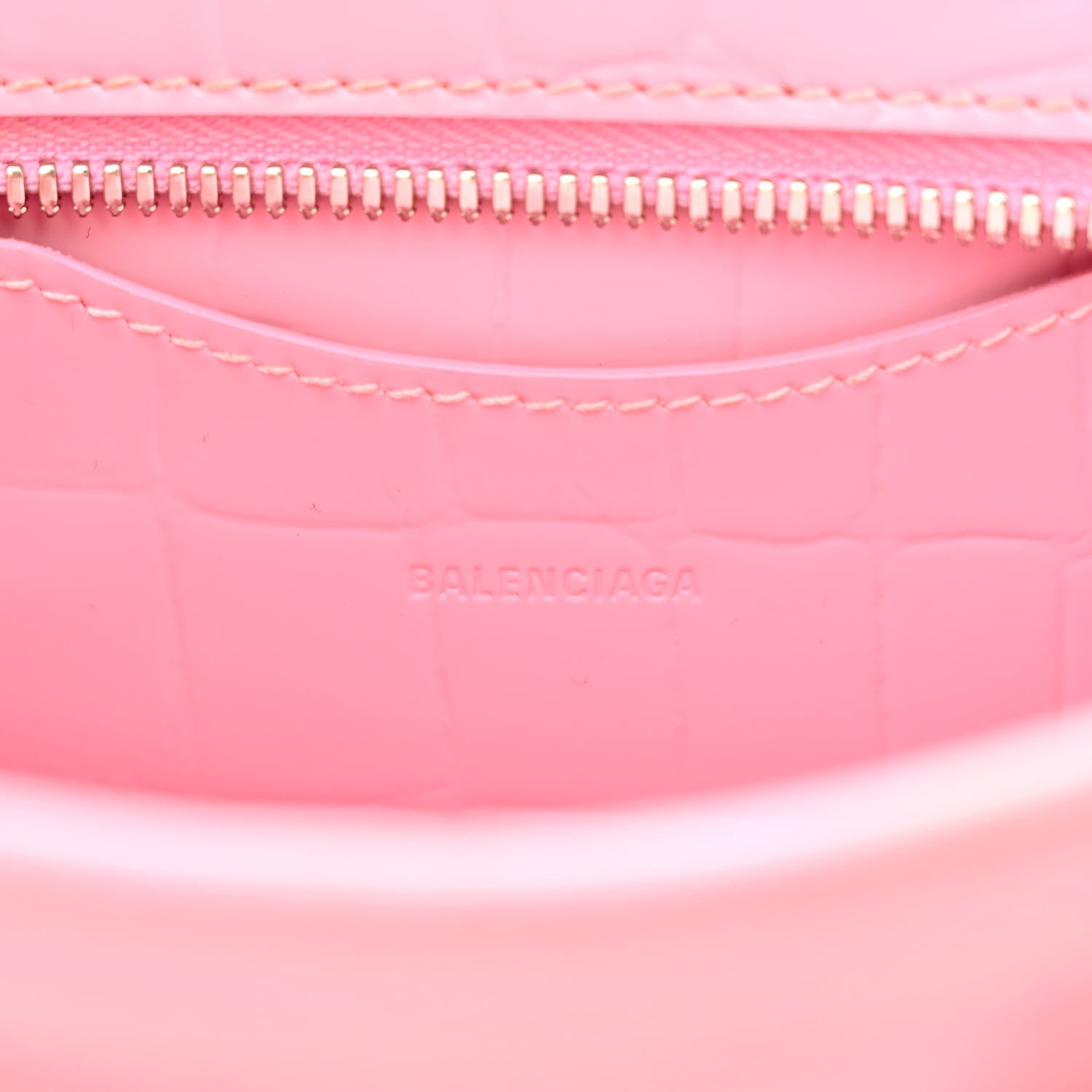Balenciaga Semi Shiny Calfskin Crocodile Embossed Neo Classic Silver Hardware Mini City Pink 6 of 11