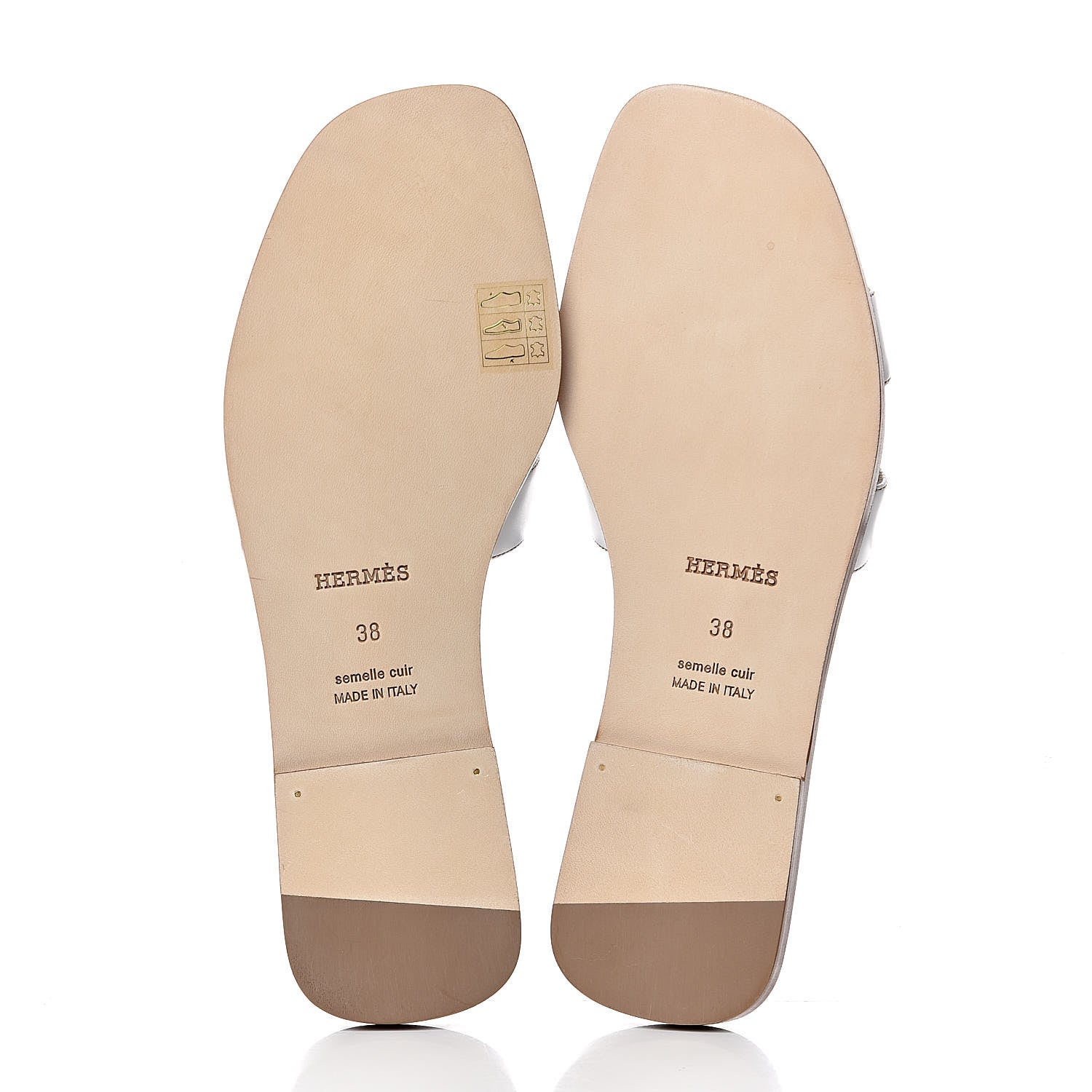 Hermes Box Calfskin Oran Sandals 38 White 5 of 8