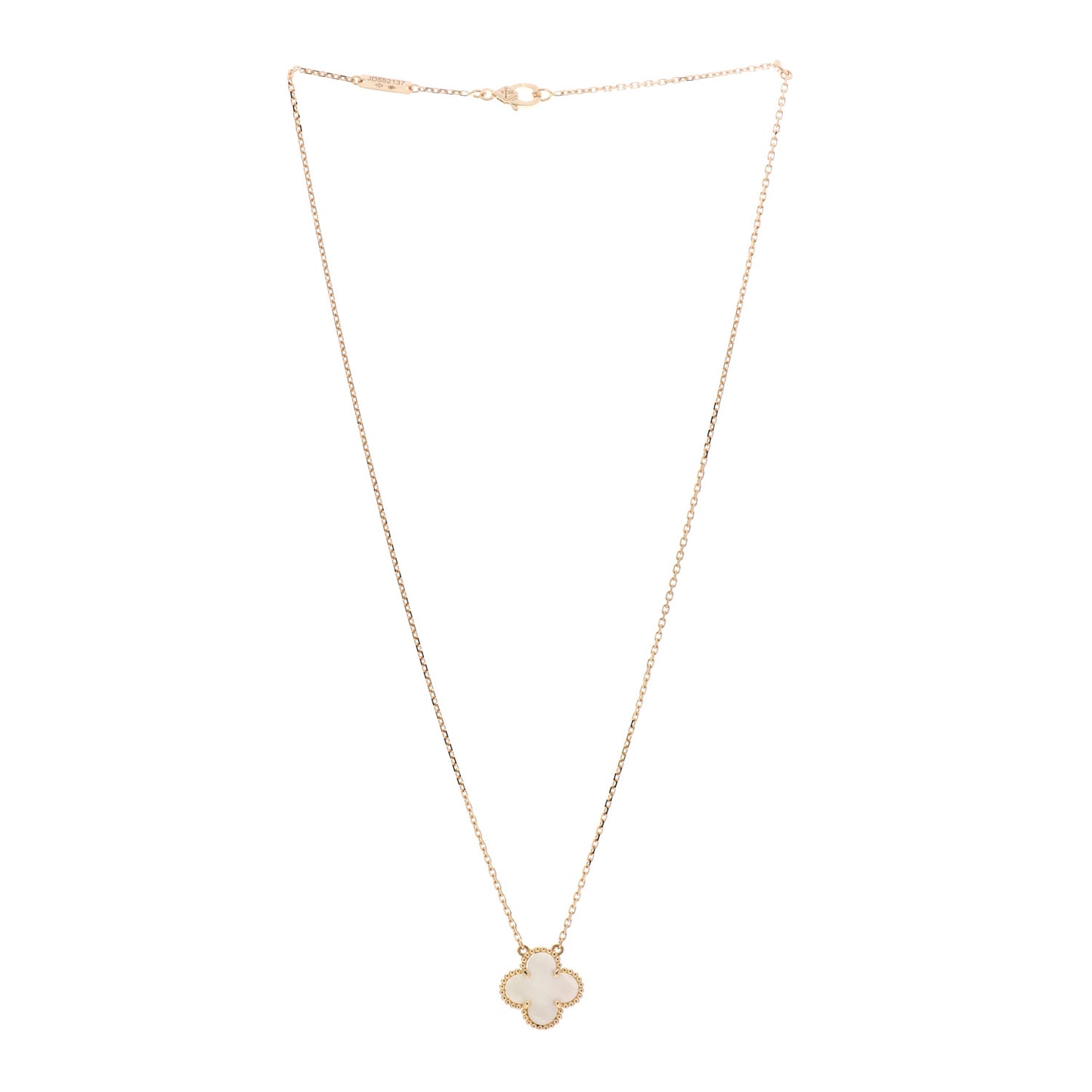18K Yellow Gold Mother of Pearl Vintage Alhambra Pendant Necklace