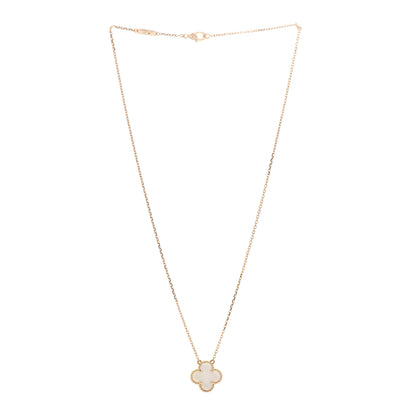 Van Cleef & Arpels 18K Yellow Gold Mother of Pearl Vintage Alhambra Pendant Necklace 2 of 5