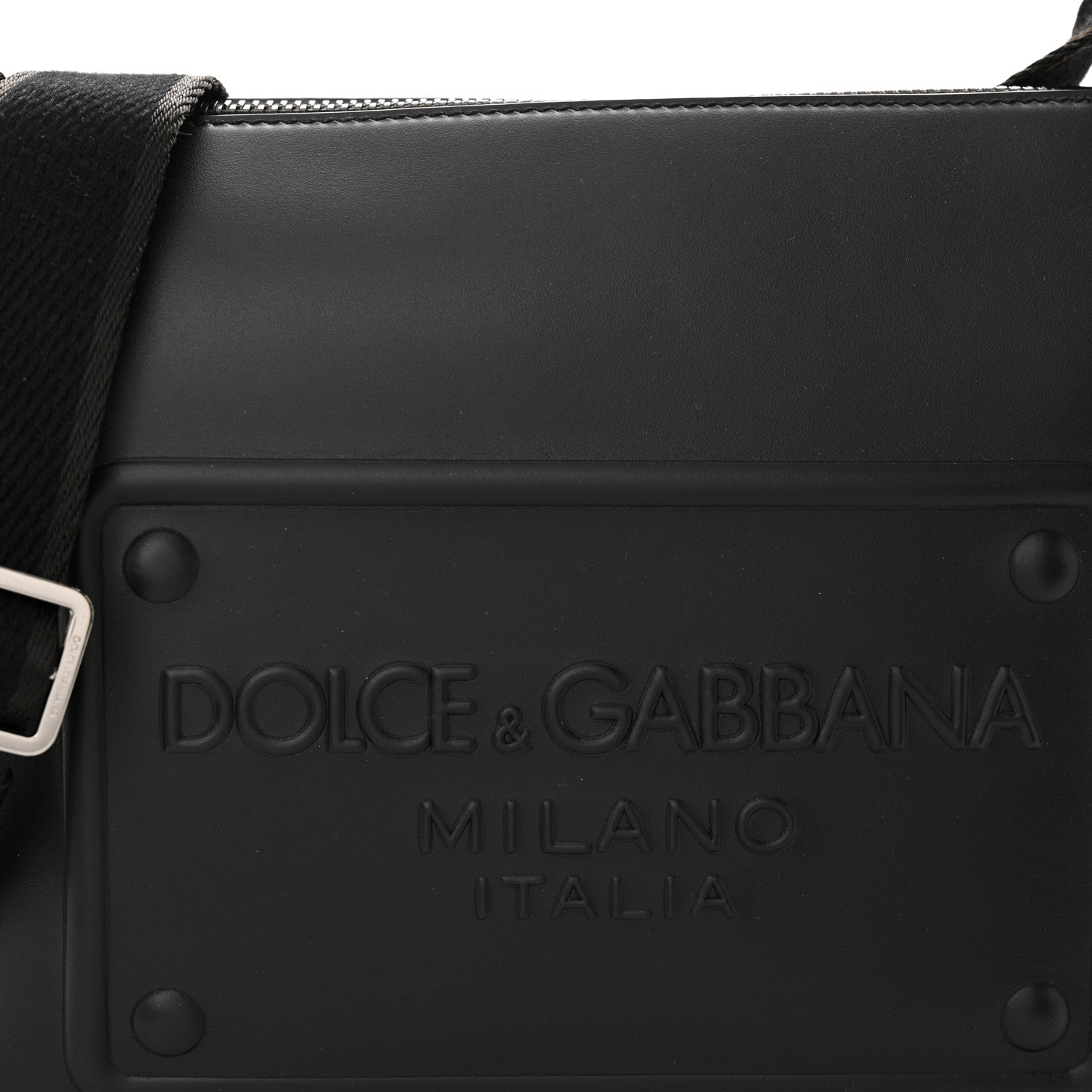 Dolce & Gabbana DOLCE GABBANA Calfskin Embossed DG Logo Shoulder Bag Black 7 of 9