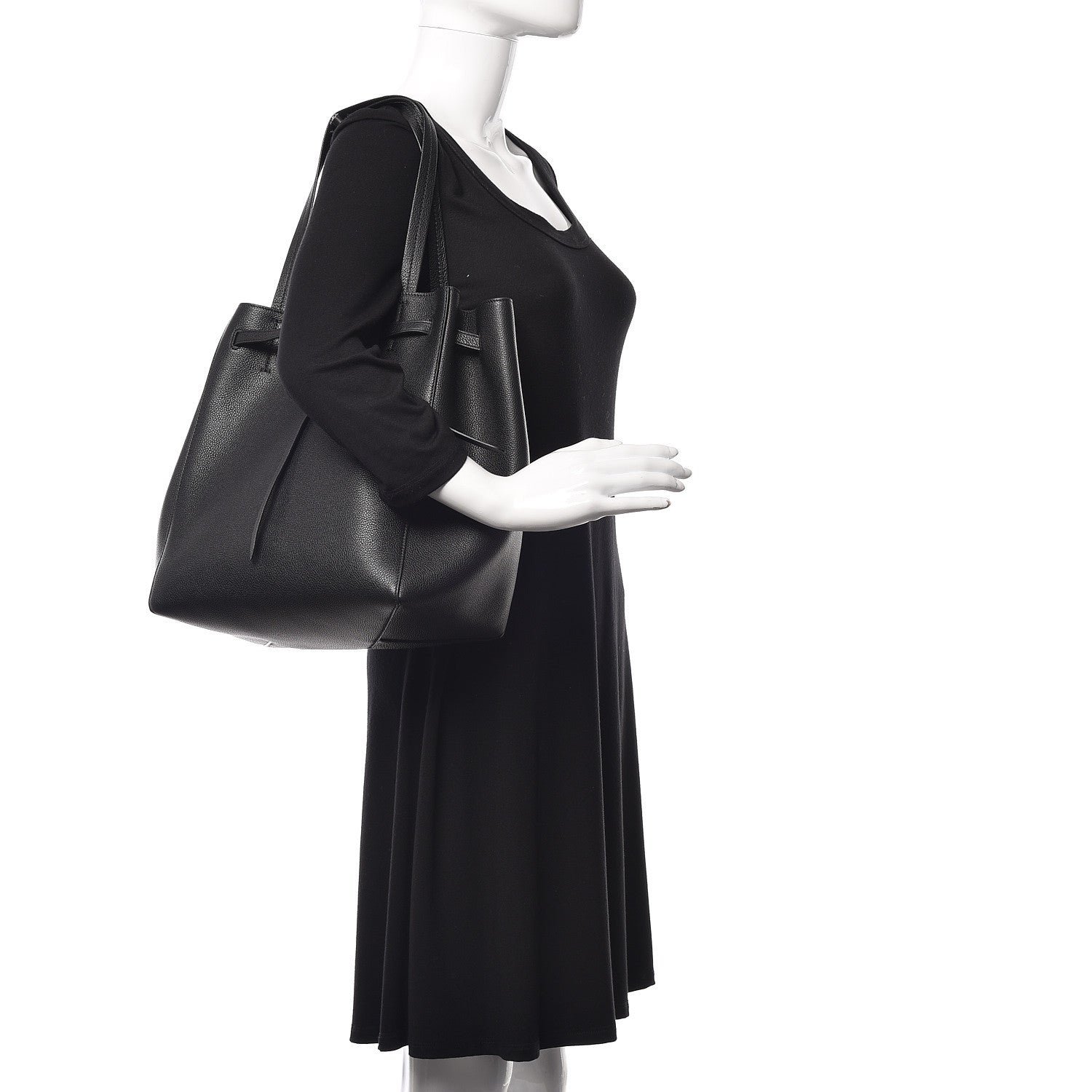 Celine Soft Grained Calfskin Small Belt Cabas Phantom Black 2 of 11