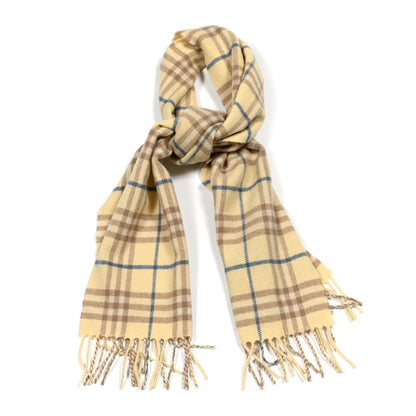 Burberry Cashmere Check Fringe Scarf Beige 1 of 3