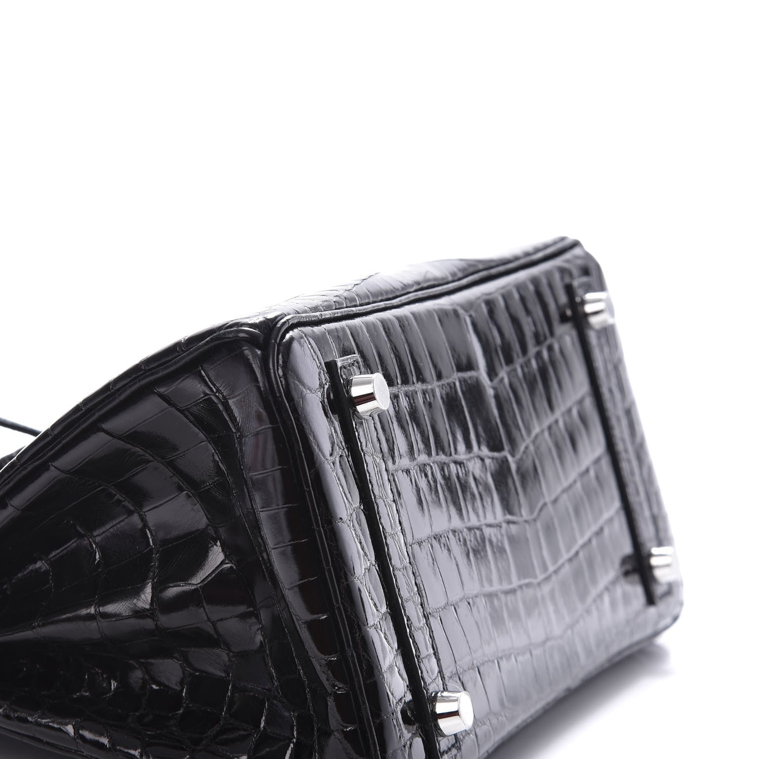 Hermes Shiny Niloticus Crocodile Birkin 25 Black 7 of 37