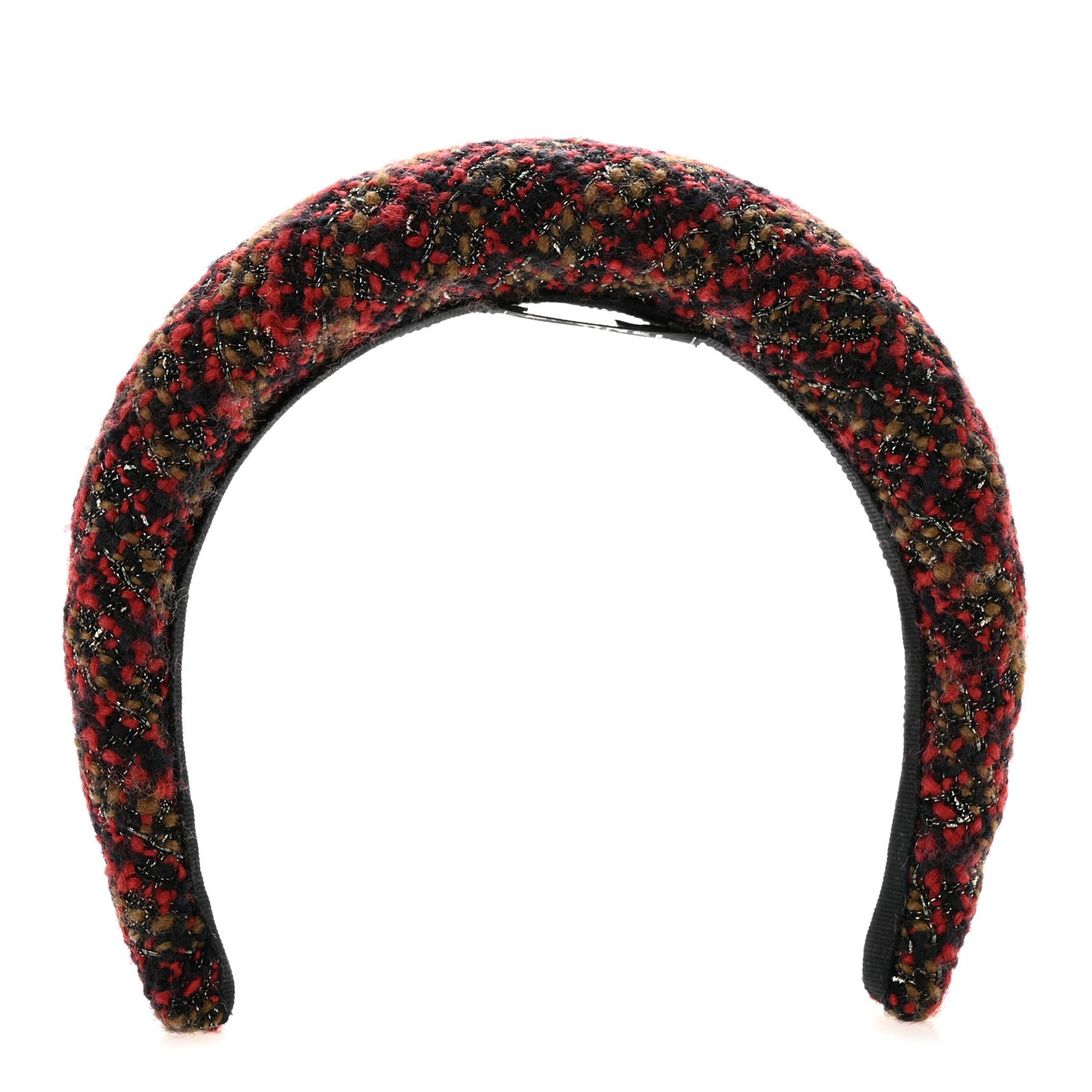 Tweed Headband Red Black Khaki