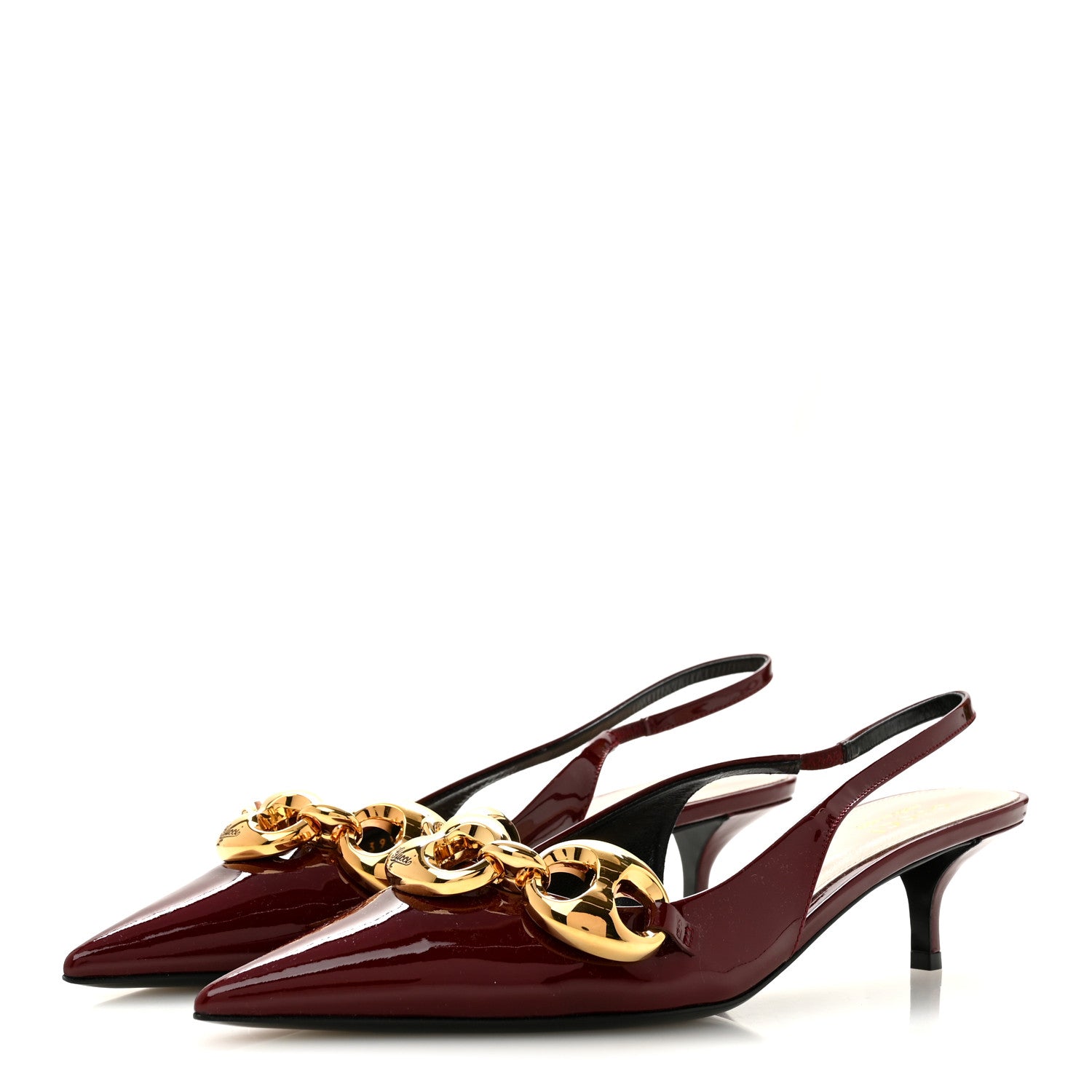 Gucci Vernice Crystal Nappa Charlotte Marina Slingback Pumps 39.5 Ancora 4 of 10