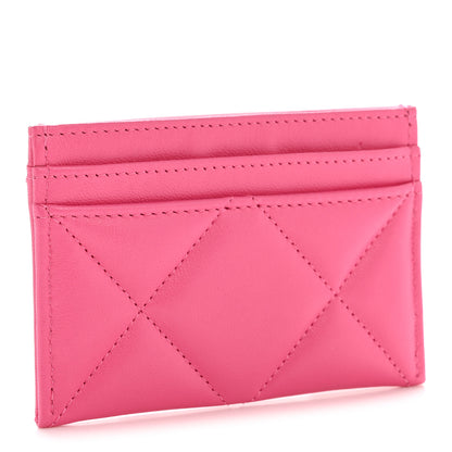 Chanel Lambskin Quilted Chanel 19 Card Holder Dark Pink 3 of 10