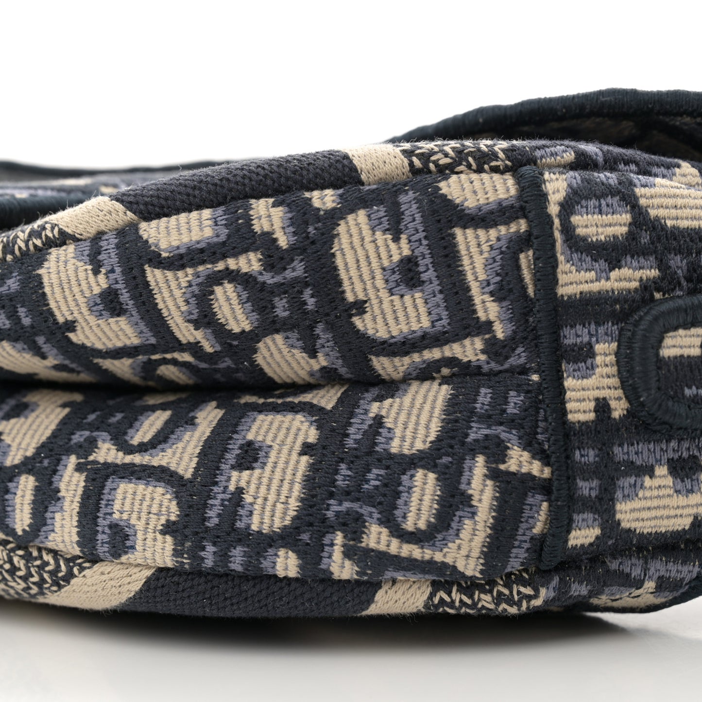 Oblique Embroidered Saddle Bag Blue