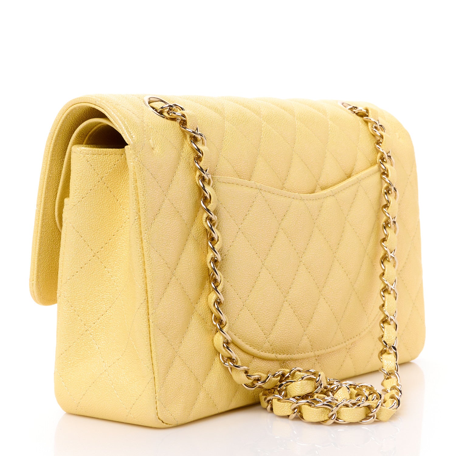 Chanel Iridescent Caviar Quilted Medium Double Flap Yellow 3 of 11