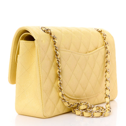 Chanel Iridescent Caviar Quilted Medium Double Flap Yellow 3 of 11