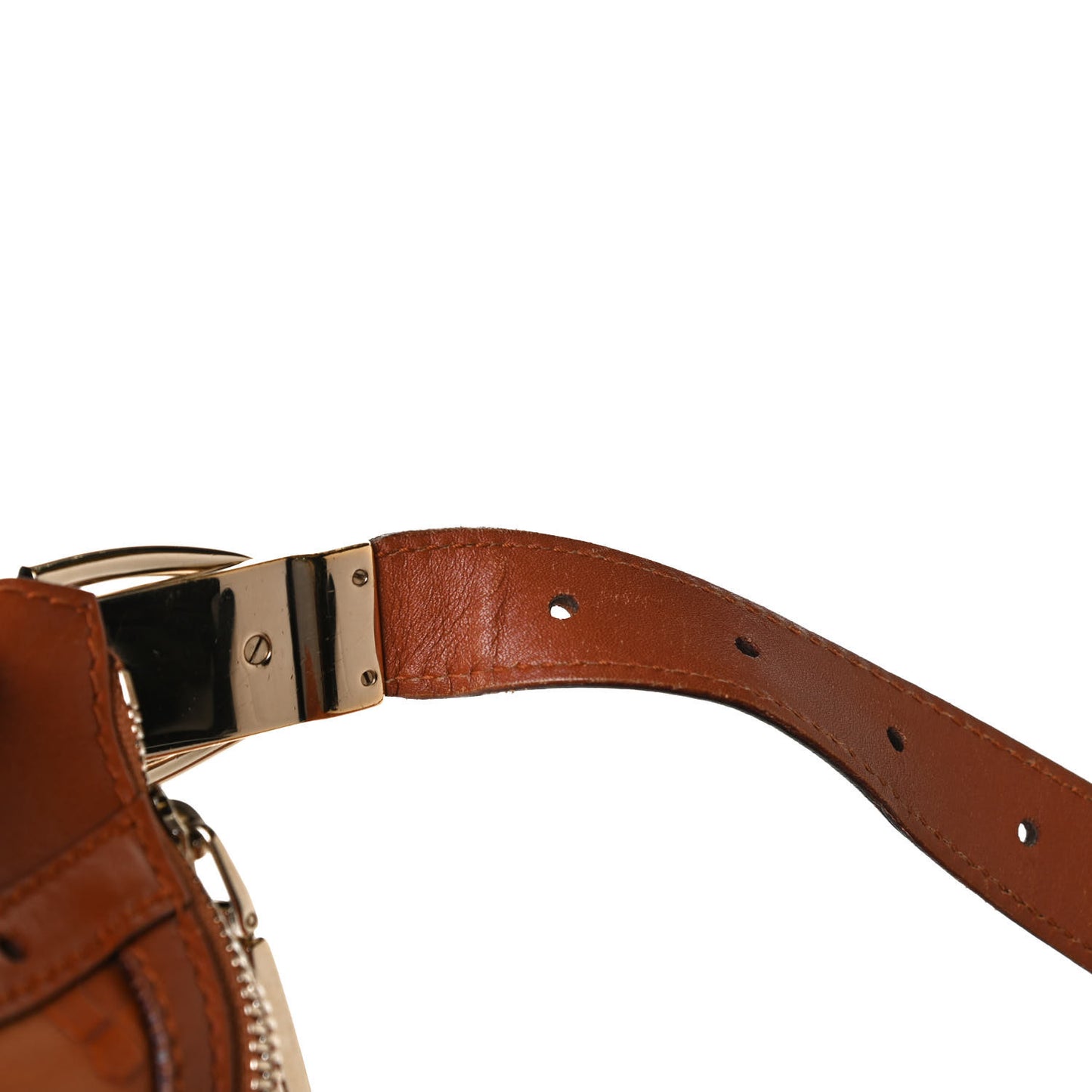 GGUCCI Calfskin Horsebit Embossed Glam Hobo Tan