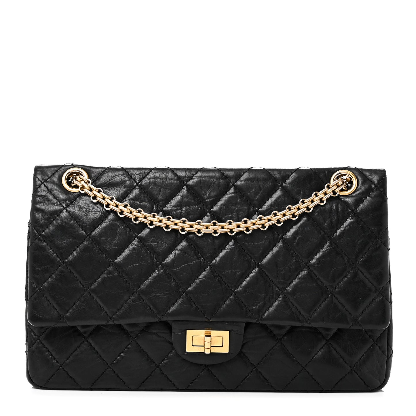 Aged Calfskin Quilted 2.55 Reissue 226 Flap Black
