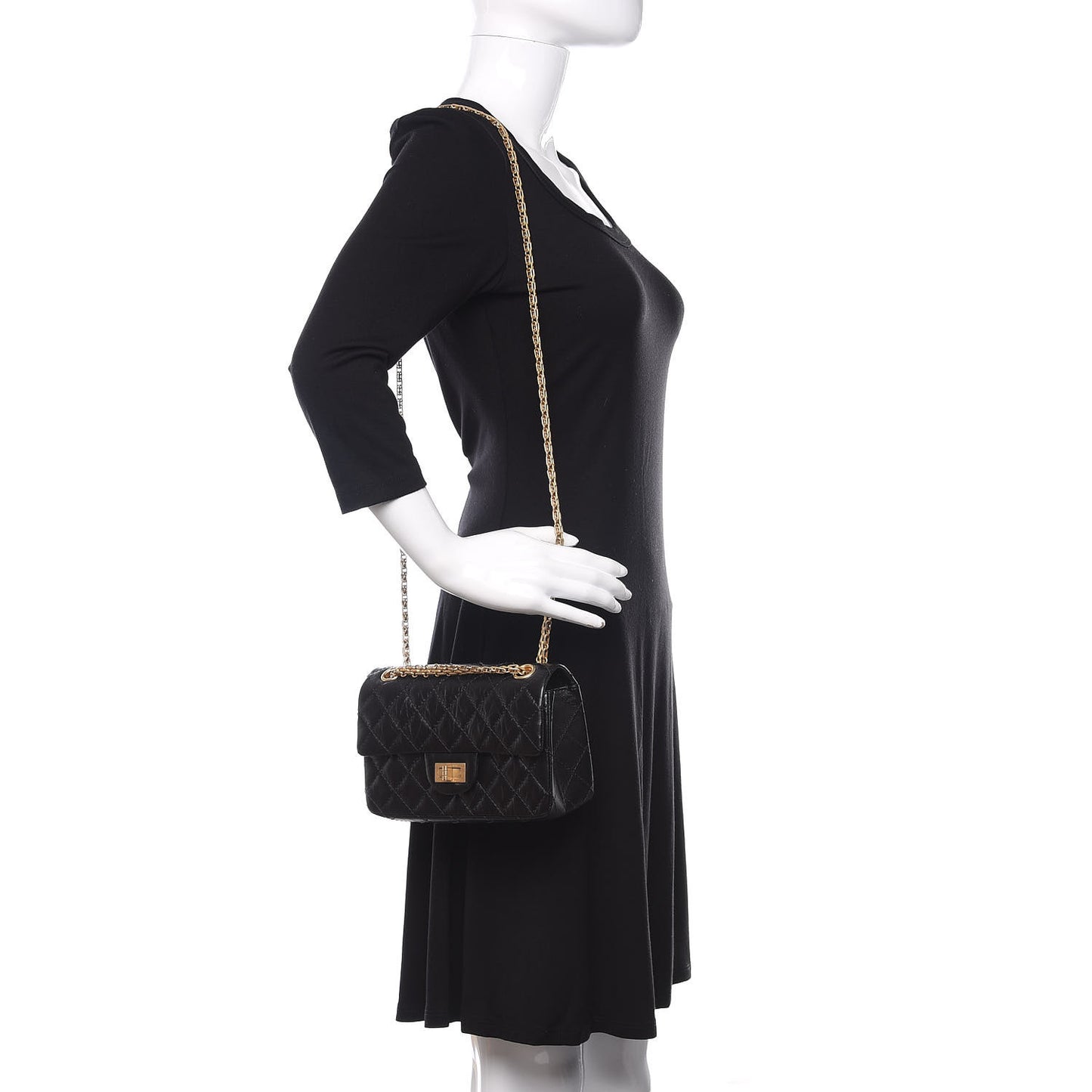 Aged Calfskin Quilted 2.55 Reissue Mini Flap Black