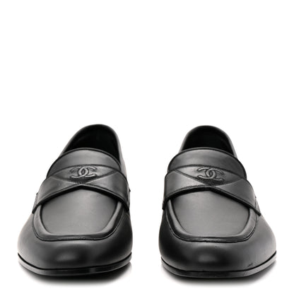Chanel Lambskin Mens Stitched CC Loafers 42 Black 2 of 9