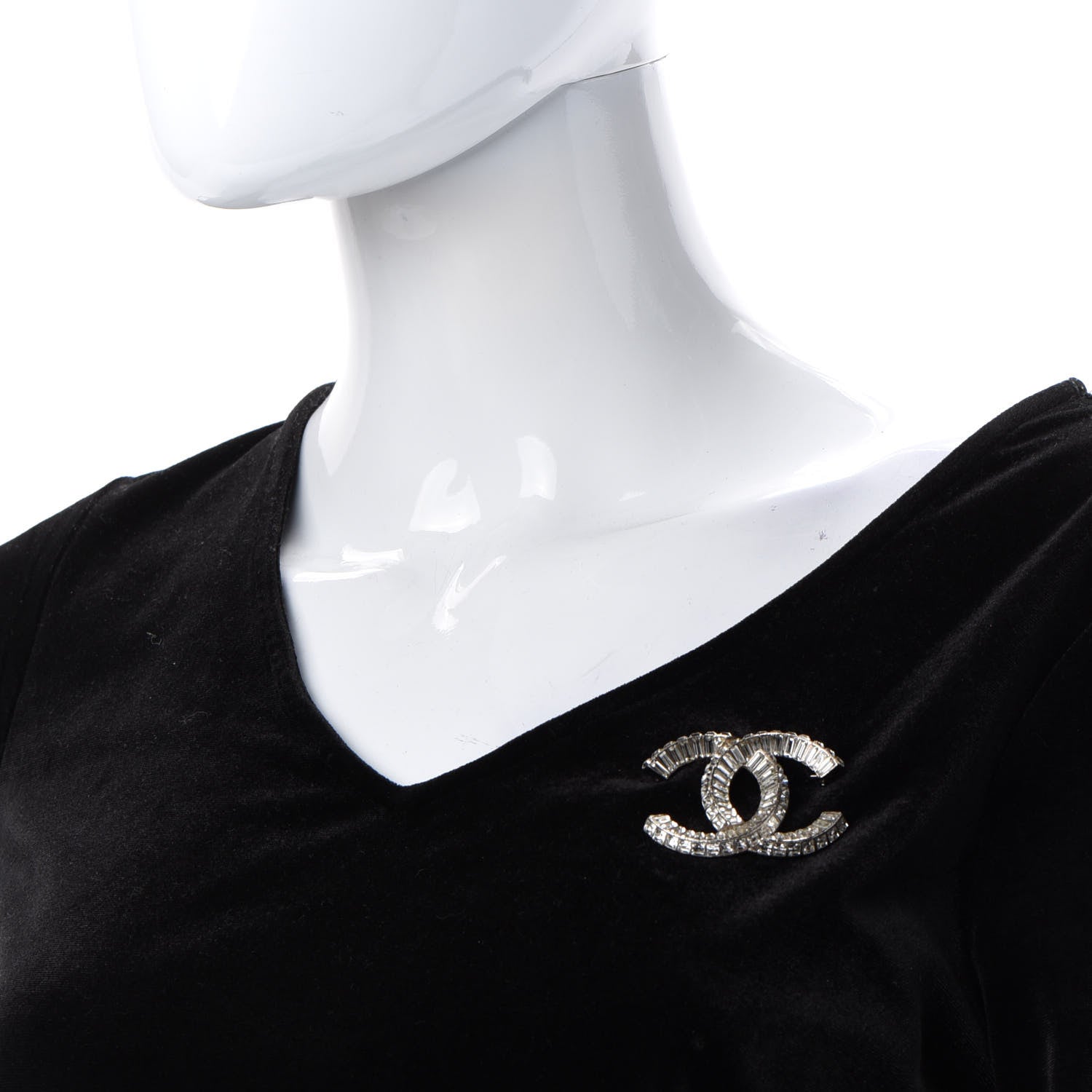 Chanel Baguette Crystal CC Brooch Silver 2 of 5