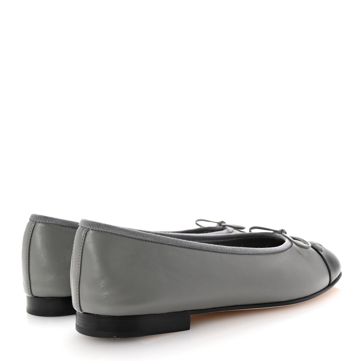 Chanel Lambskin Cap Toe CC Ballerina Flats 39.5 Grey Black 5 of 10