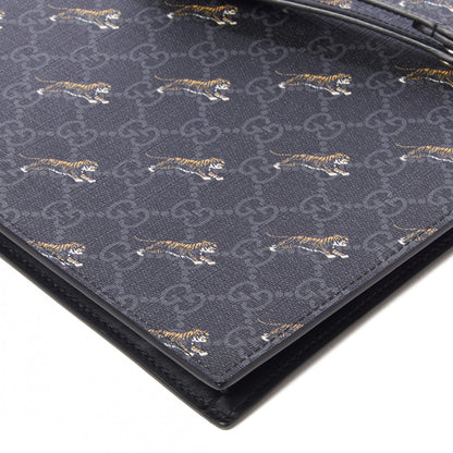 Gucci GG Supreme Monogram Tigers Zip Wristlet Pouch Black 4 of 8