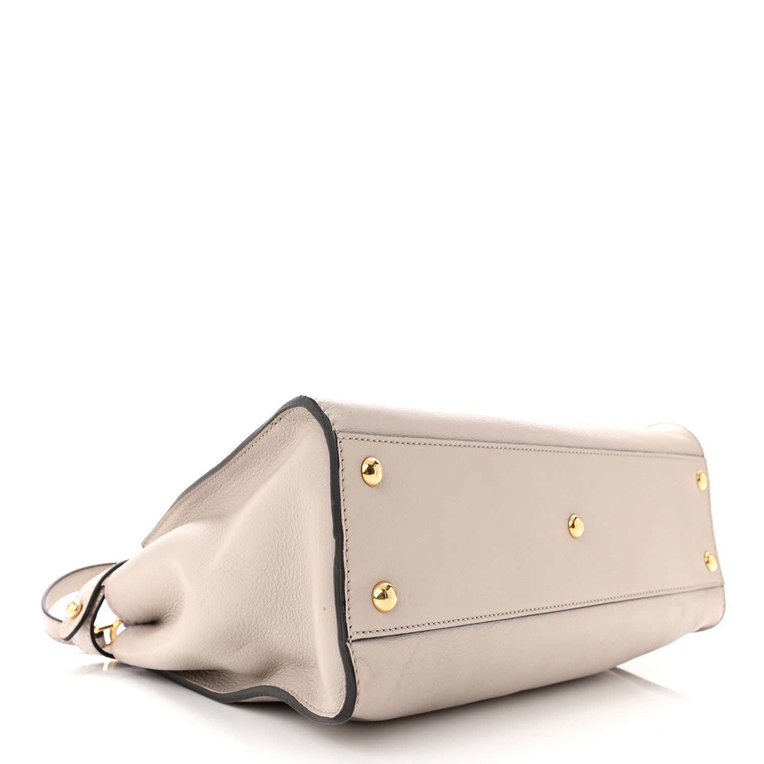 Fendi Vitello Seta Shiny Nappa Medium Peekaboo Iconic Satchel Grigio Polvere Magenta 4 of 9