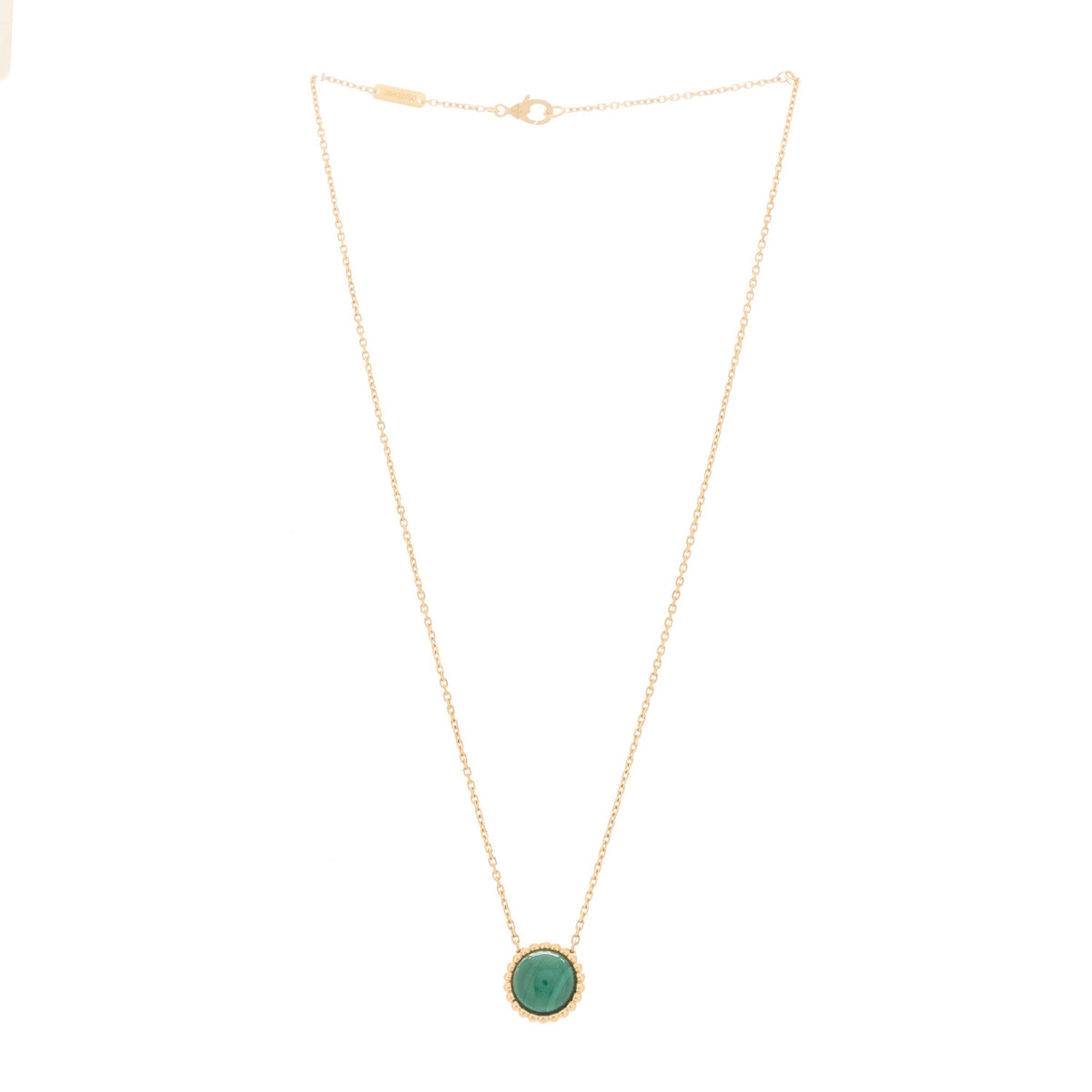 Van Cleef & Arpels 18K Yellow Gold Malachite Perlee Couleurs Pendant Necklace 3 of 5