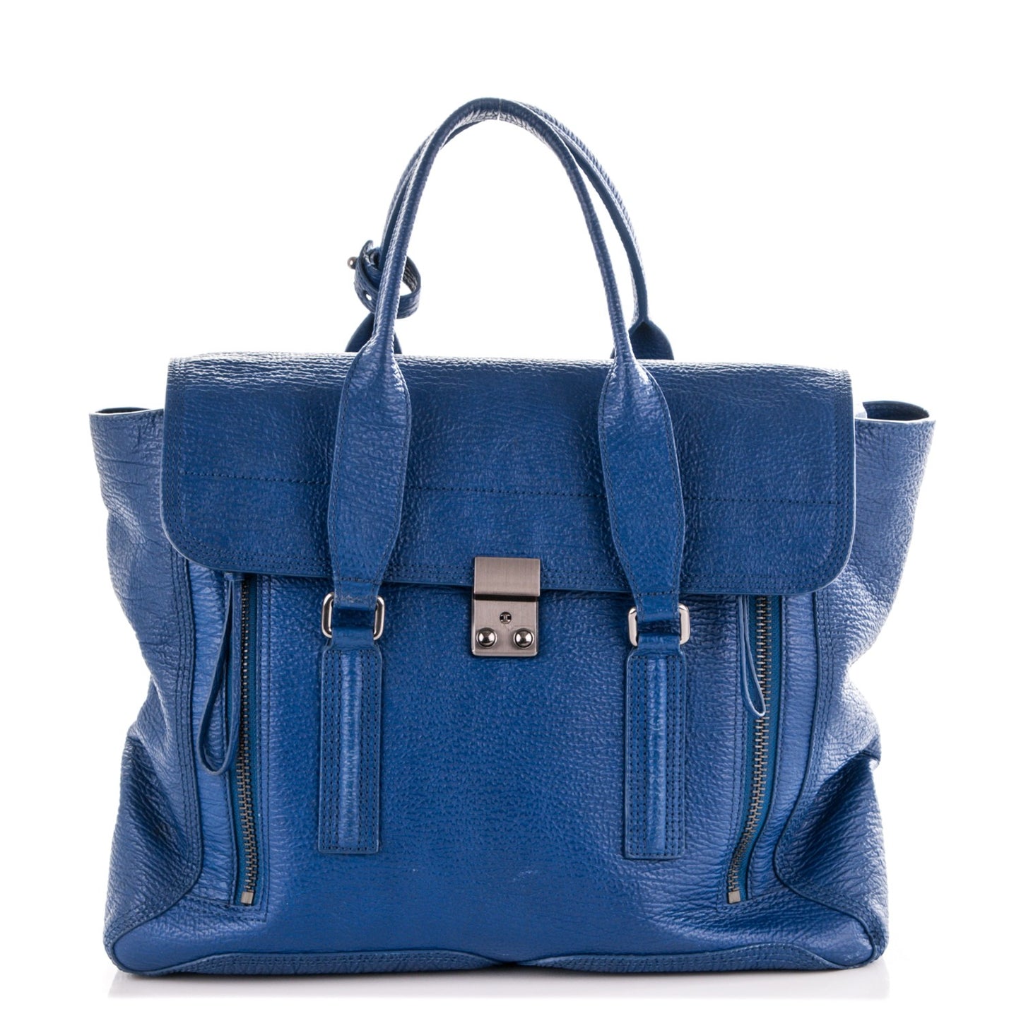3.1 Textured Calfskin Large Pashli Satchel Cobalt
