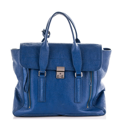 3.1 Phillip Lim 3.1 Textured Calfskin Large Pashli Satchel Cobalt 1 of 6
