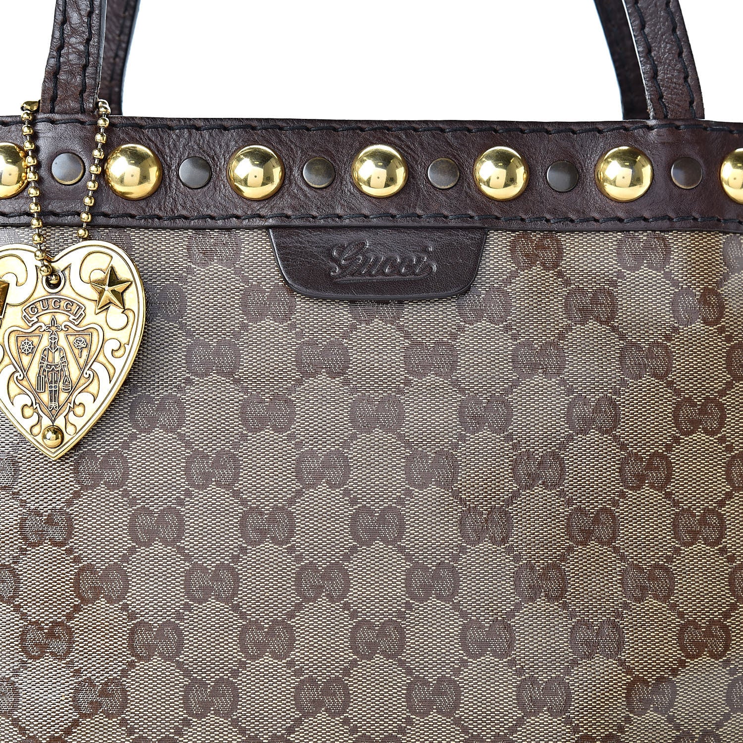 Gucci Crystal Monogram Medium Babouska Shopping Tote Dark Brown 8 of 15