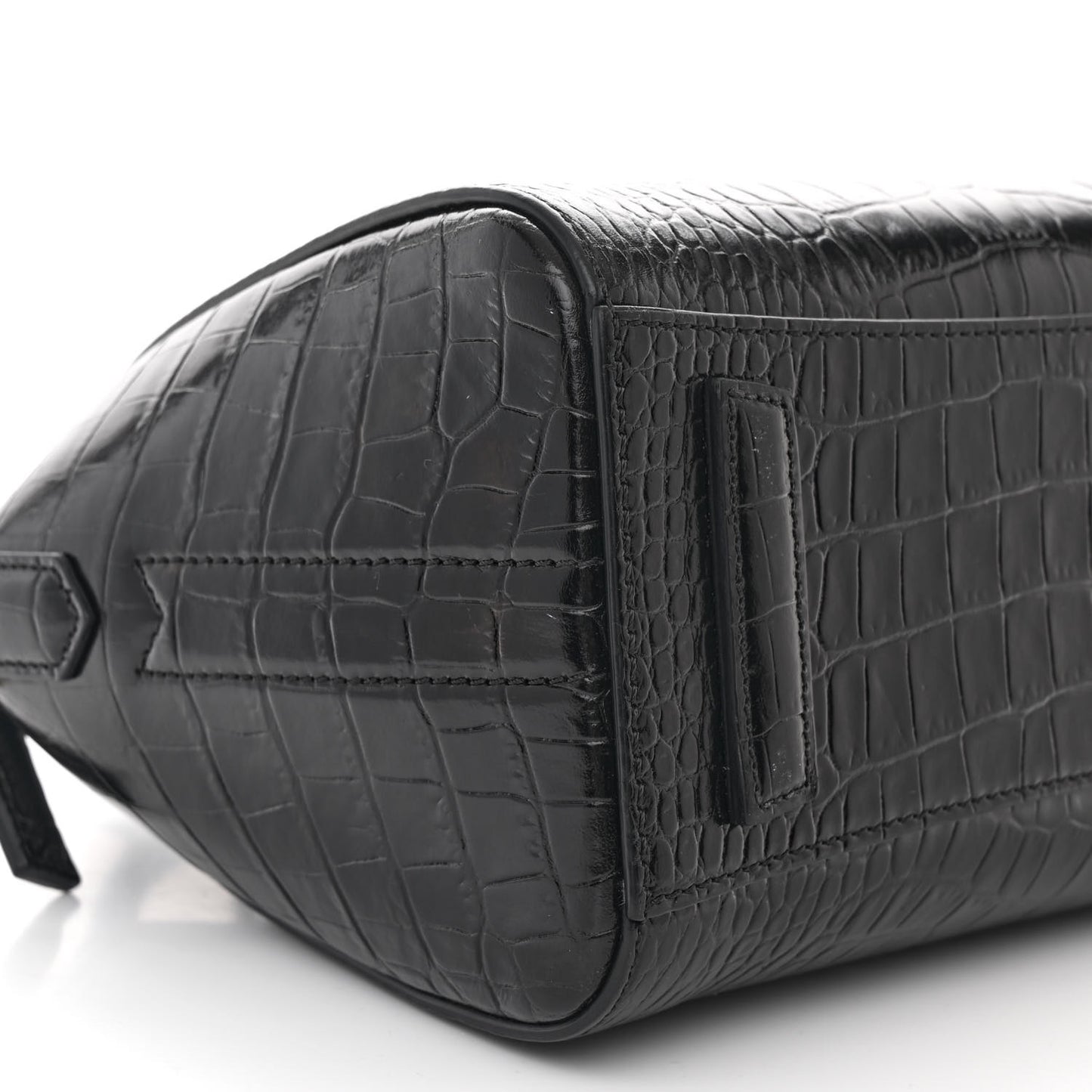 Calfskin Crocodile Embossed Mini Antigona Black