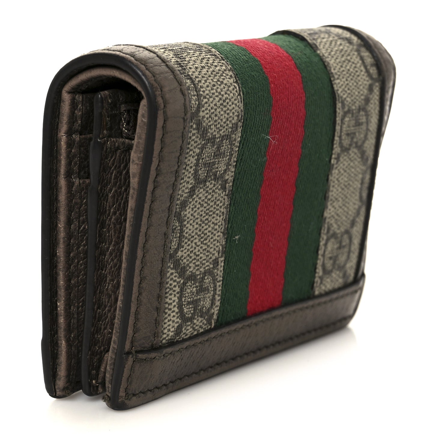 GG Supreme Monogram Web Ophidia Card Case Beige New Acero