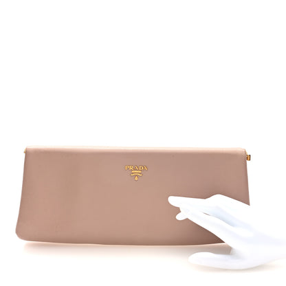 Prada Saffiano Lux East West Frame Clutch Cipria 2 of 9