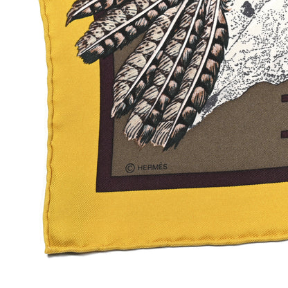 Hermes Silk Pani La Shar Pawnee Wash Scarf 90 Etoupe Safran Mauve 4 of 5