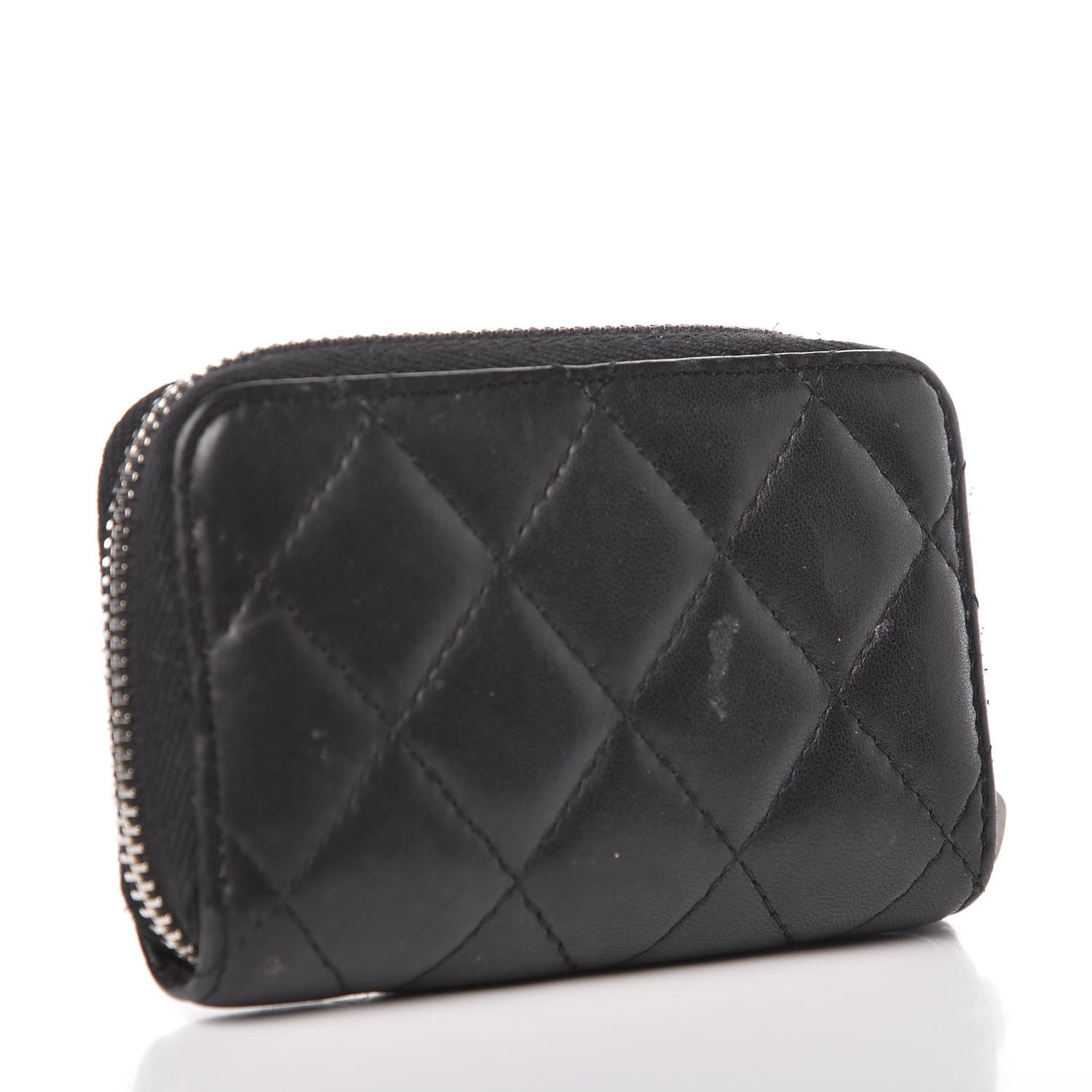 Chanel Lambskin Quilted Zip Coin Purse Black 3 of 9