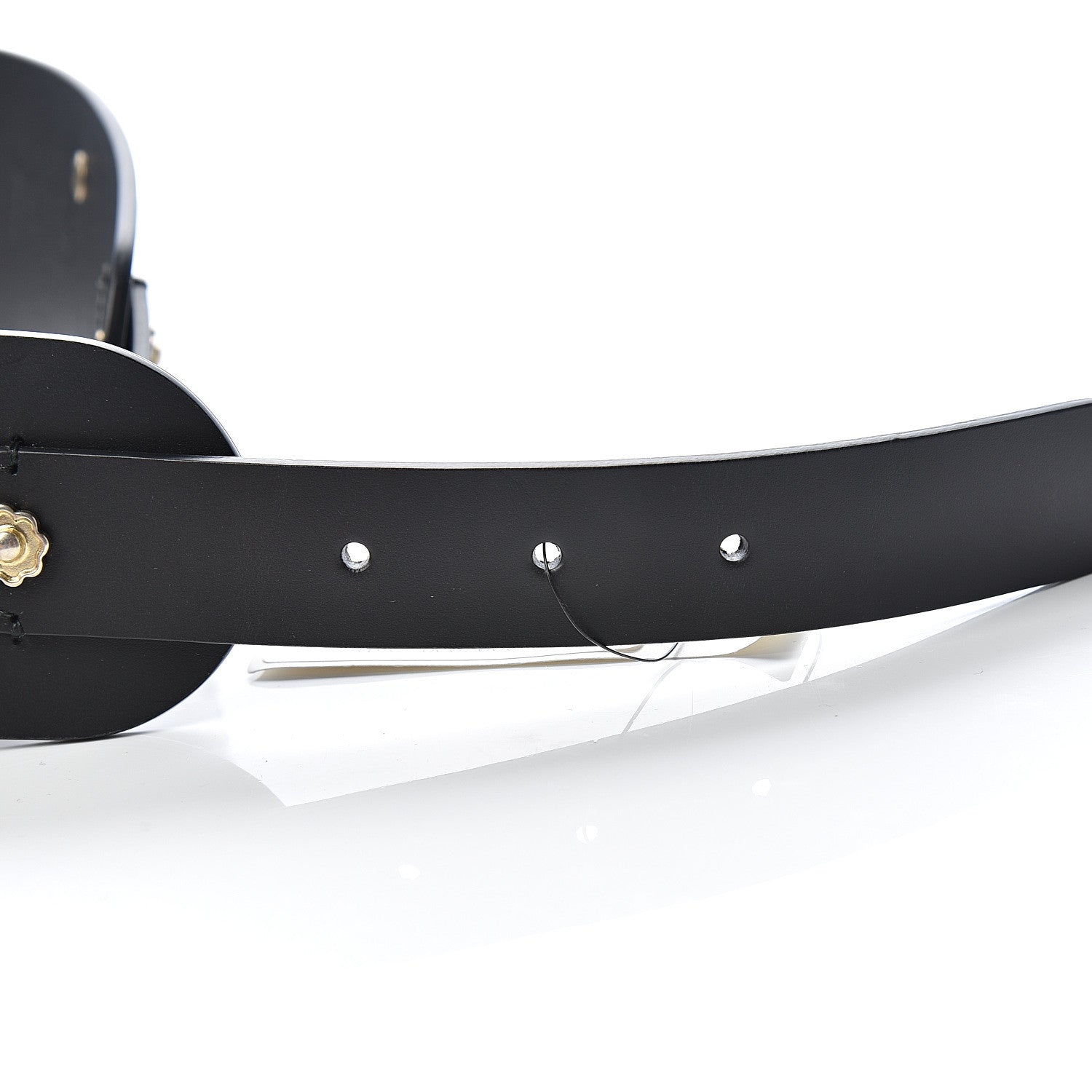 Gucci Calfskin Studded Torchon GG Marmont Selleria Belt 80 32 Black Multicolor 4 of 5