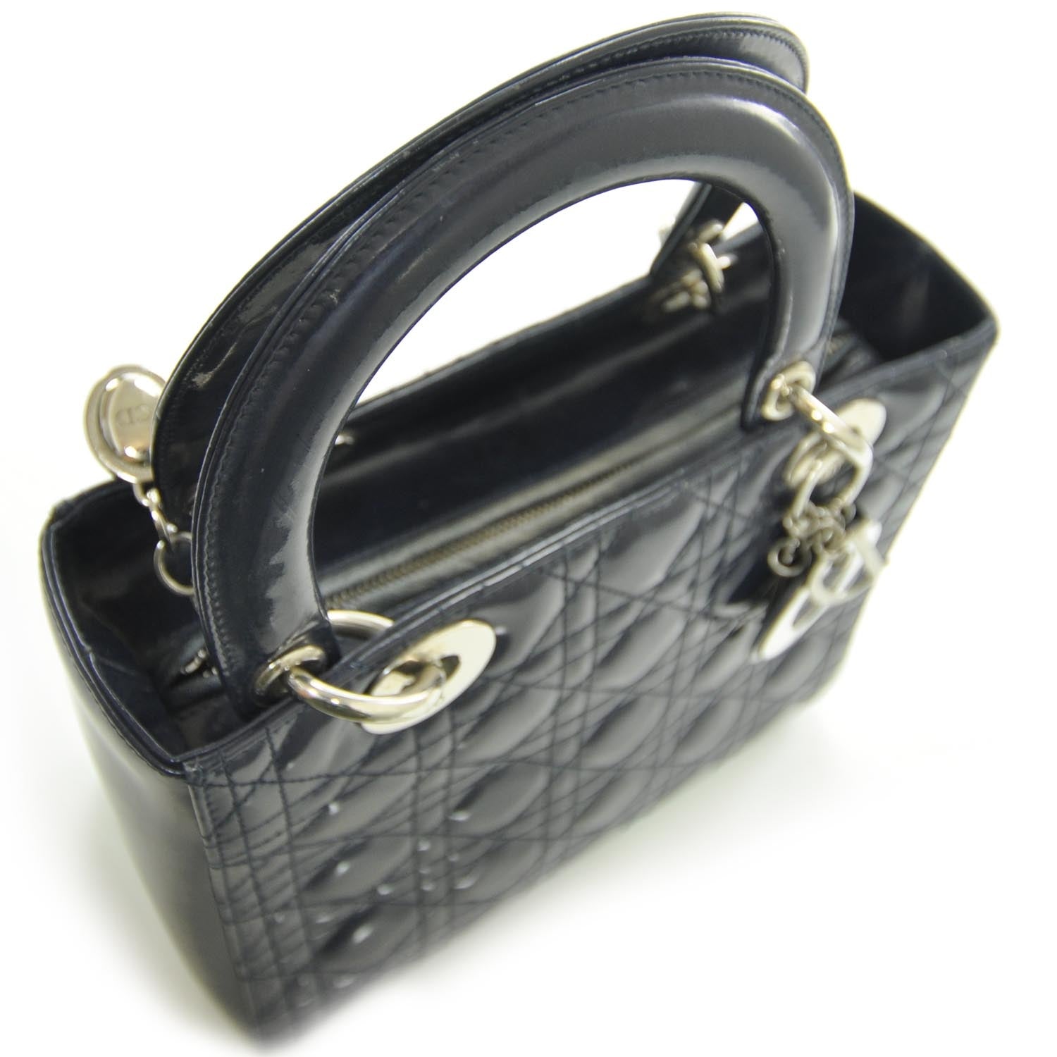 Christian Dior Patent Cannage Medium Lady Dior Navy Blue 6 of 9
