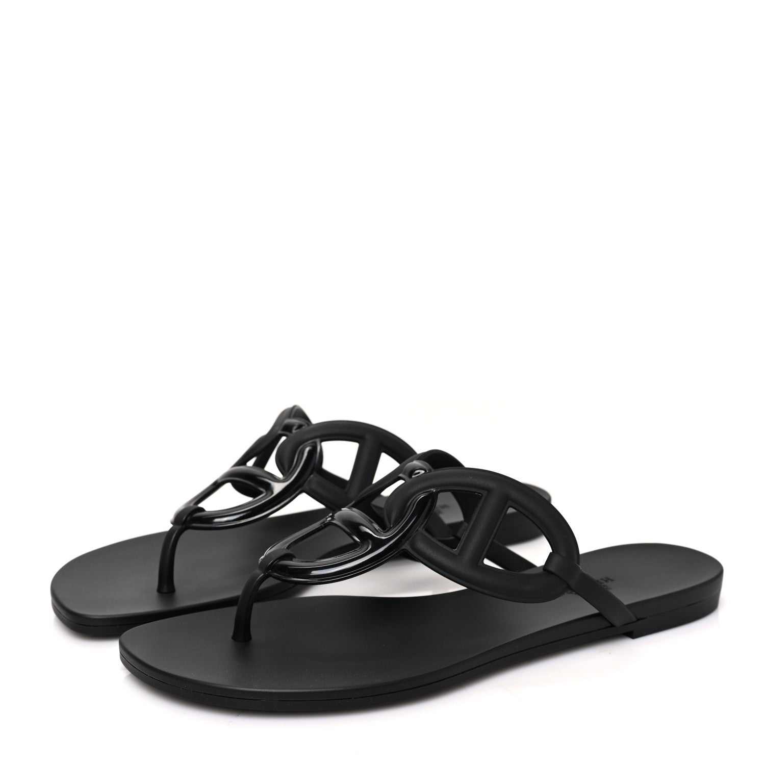 Hermes Rubber Womens Egerie Sandals 40 Black 3 of 7