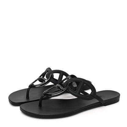 Hermes Rubber Womens Egerie Sandals 40 Black 3 of 7