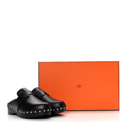 Hermes Calfskin Calya Mules 37 Black 10 of 10