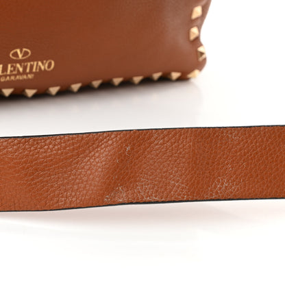 Valentino Garavani Pebbled Calfskin Rockstud Flip Lock Flap Messenger Satchel Light Cuir 10 of 10