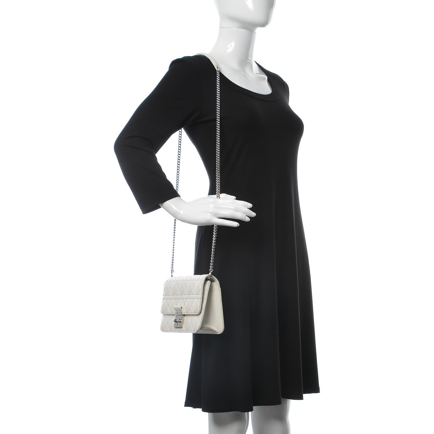 Christian Dior Lambskin Cannage Miss Dior Promenade Pouch White 2 of 14