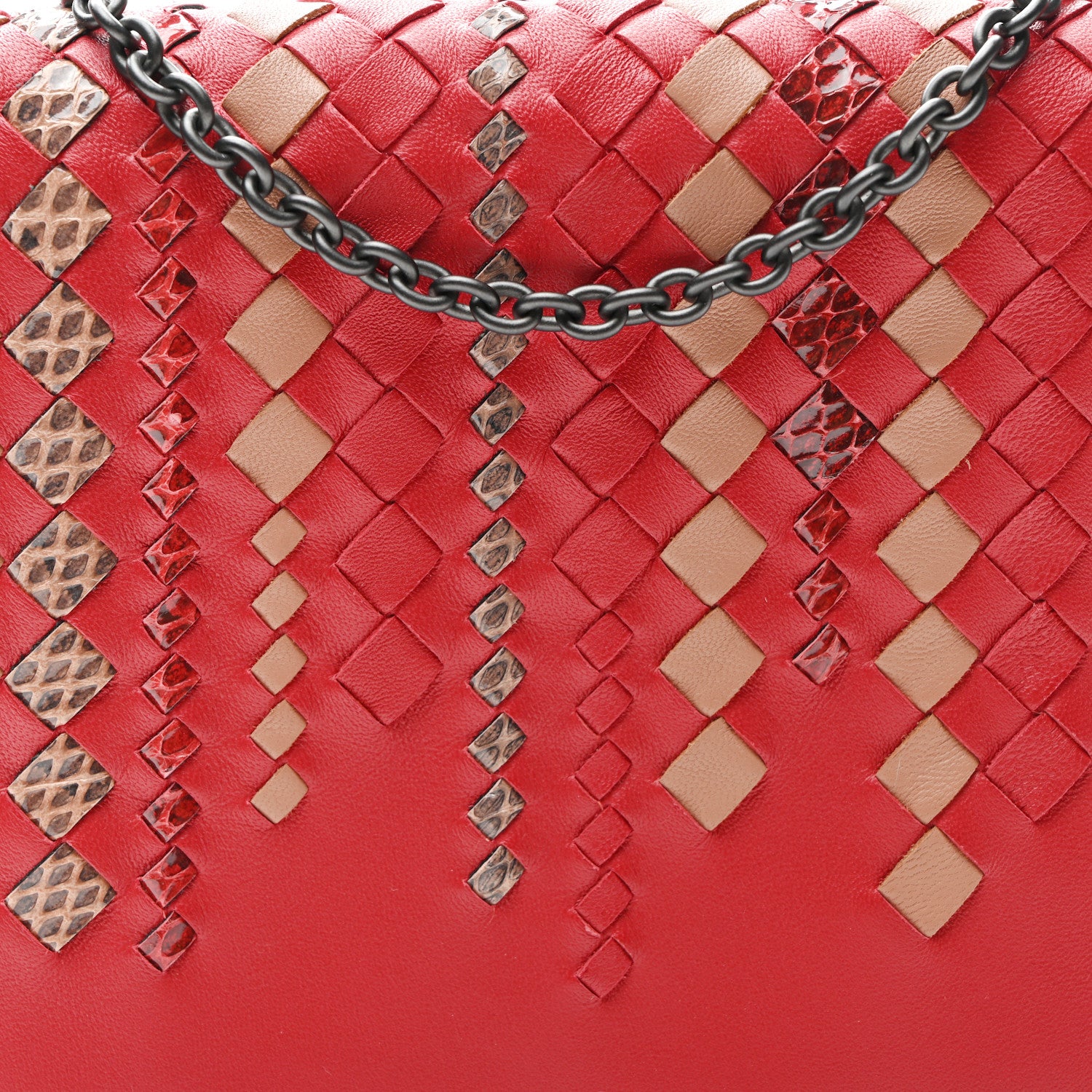 Bottega Veneta Nappa Intrecciato Snakeskin Stained Glass Montebello Crossbody Red Multicolor 7 of 9