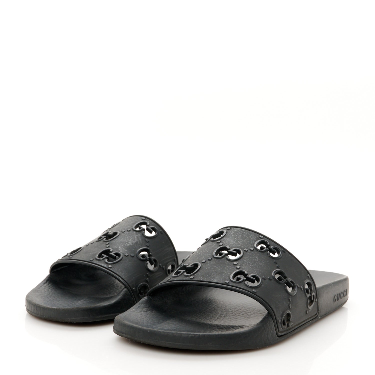 Gucci Rubber GG Monogram Perforated Womens Slide Sandals 40 Black 8 of 18