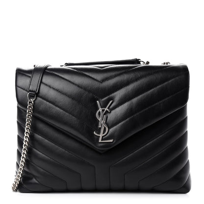 Saint Laurent Calfskin Y Quilted Monogram Medium Loulou Chain Satchel Black 1 of 12