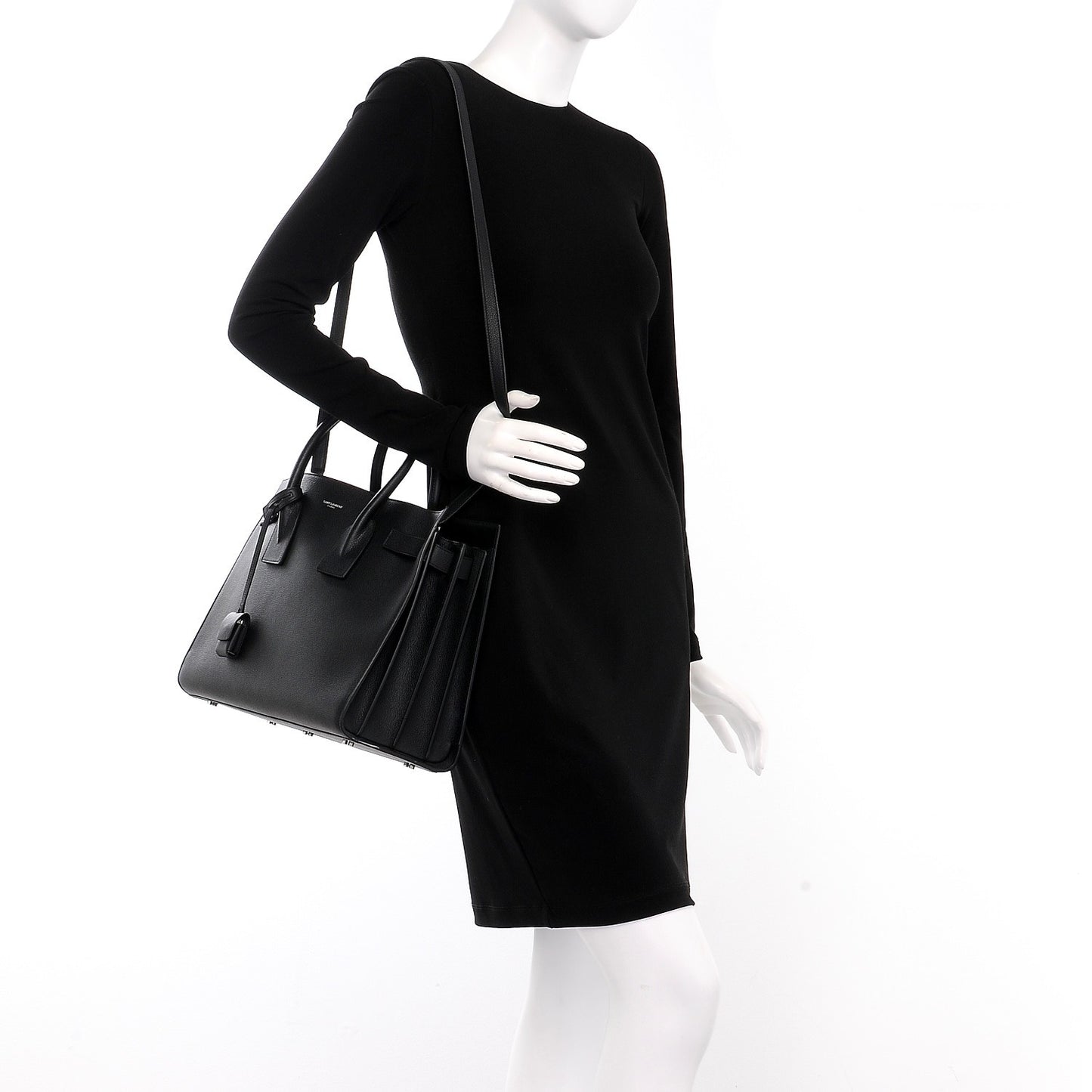 Grained Calfskin Small Sac De Jour Black