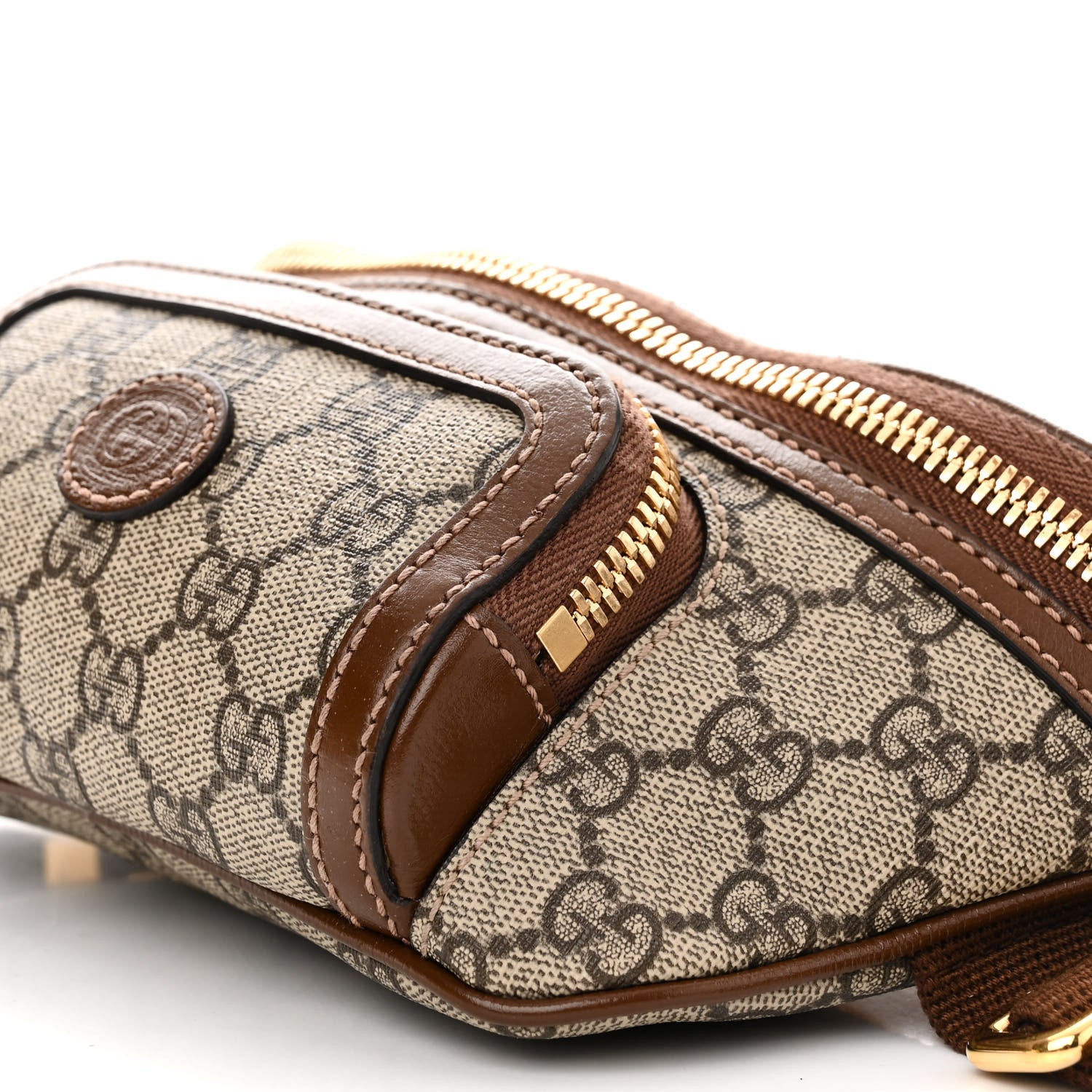 Gucci GG Supreme Monogram Textured Calfskin Retro Interlocking G Belt Bag Beige Ebony Brown Sugar 10 of 11