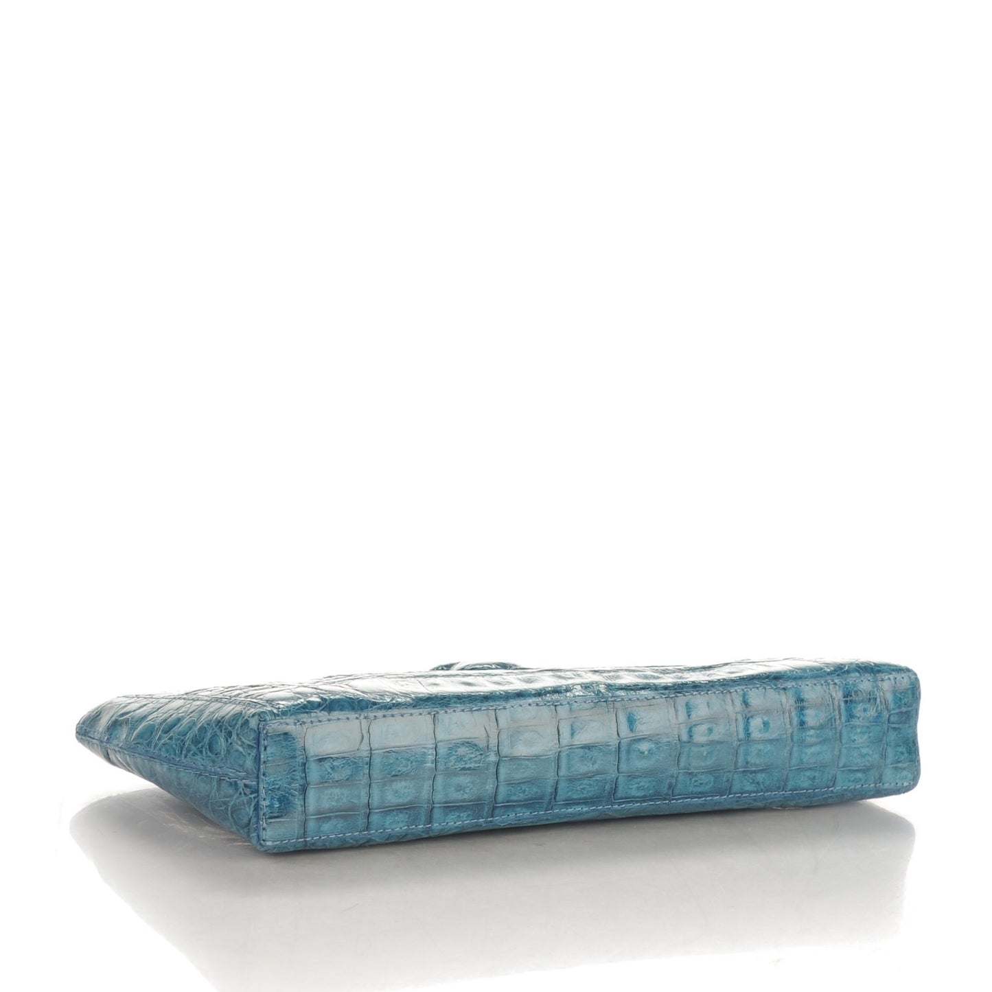 Glossy Crocodile Frame Clutch Blue