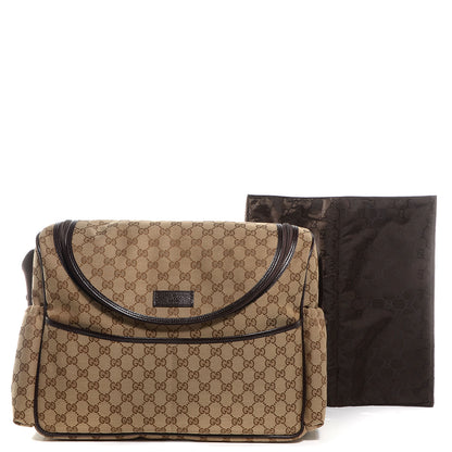 Gucci Monogram Natural Pigskin Large Diaper Bag Beige Ebony Cocoa Dark Chocolate 5 of 9