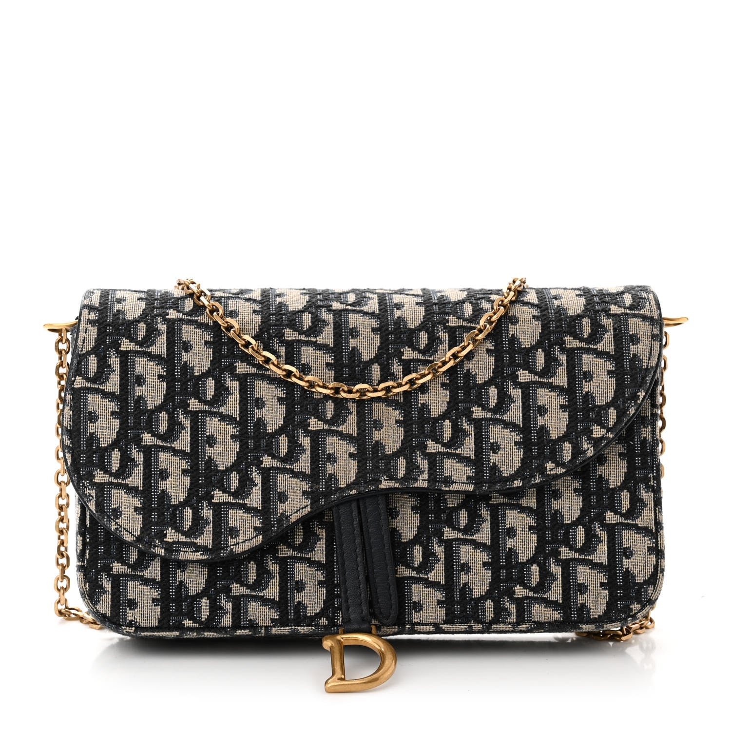 Christian Dior Oblique Saddle Chain Pouch Blue 1 of 11