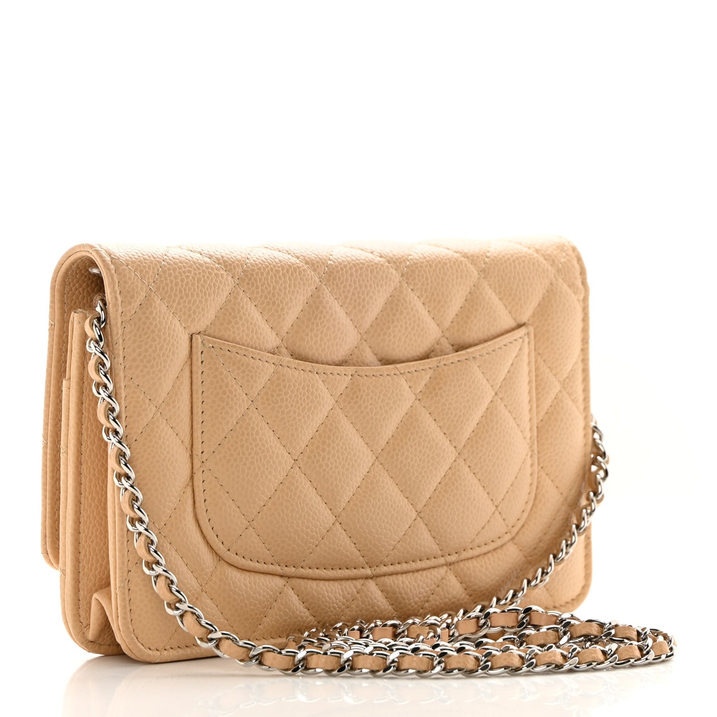 Caviar Quilted Wallet On Chain WOC Beige