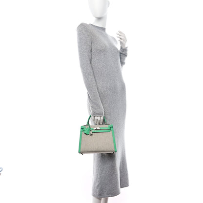 Hermes Toile Swift Kelly Sellier 25 Ecru Vert Comics 2 of 11