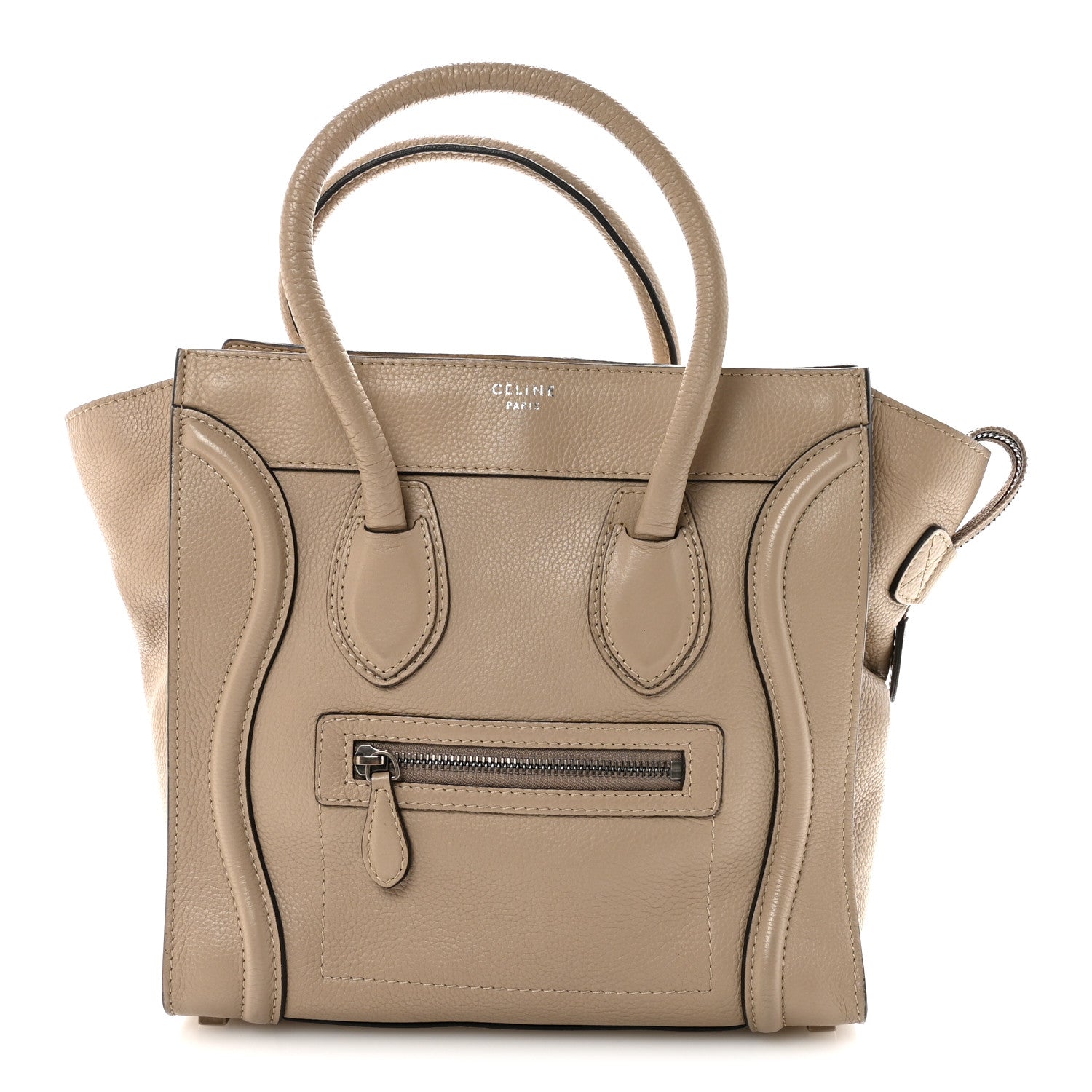 Celine Drummed Calfskin Micro Luggage Dune 1 of 9